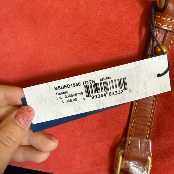 Dooney & Bourke Tomato Red Suede Leather Florentine Satchel - Picture 9 of 12